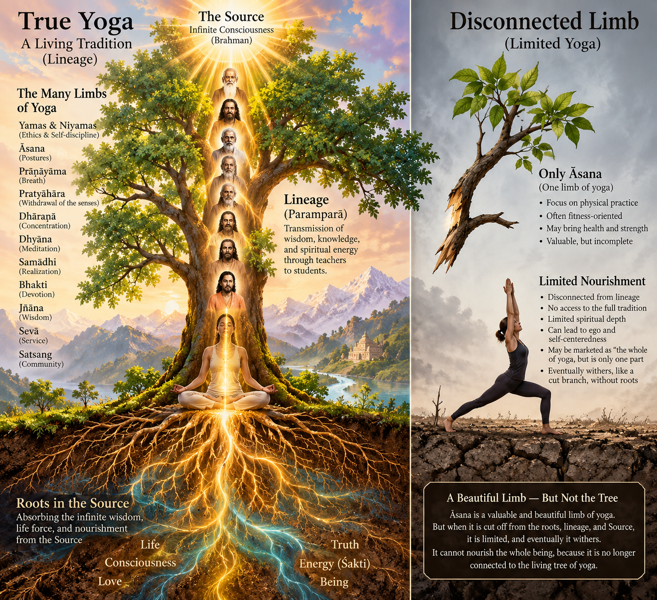 The branches may grow in many directions, but they remain nourished by the same roots.