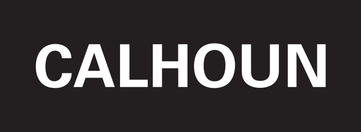 Black background with the word 'CALHOUN' in large white uppercase letters.
