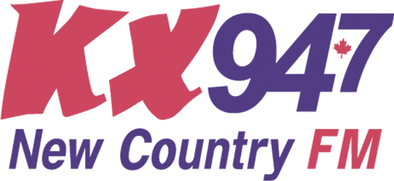 KX 94.7 New Country FM radio station logo with red, purple, and black colors.