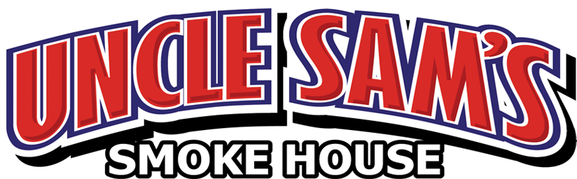 Logo for Uncle Sam's Smoke House featuring bold red and blue text.