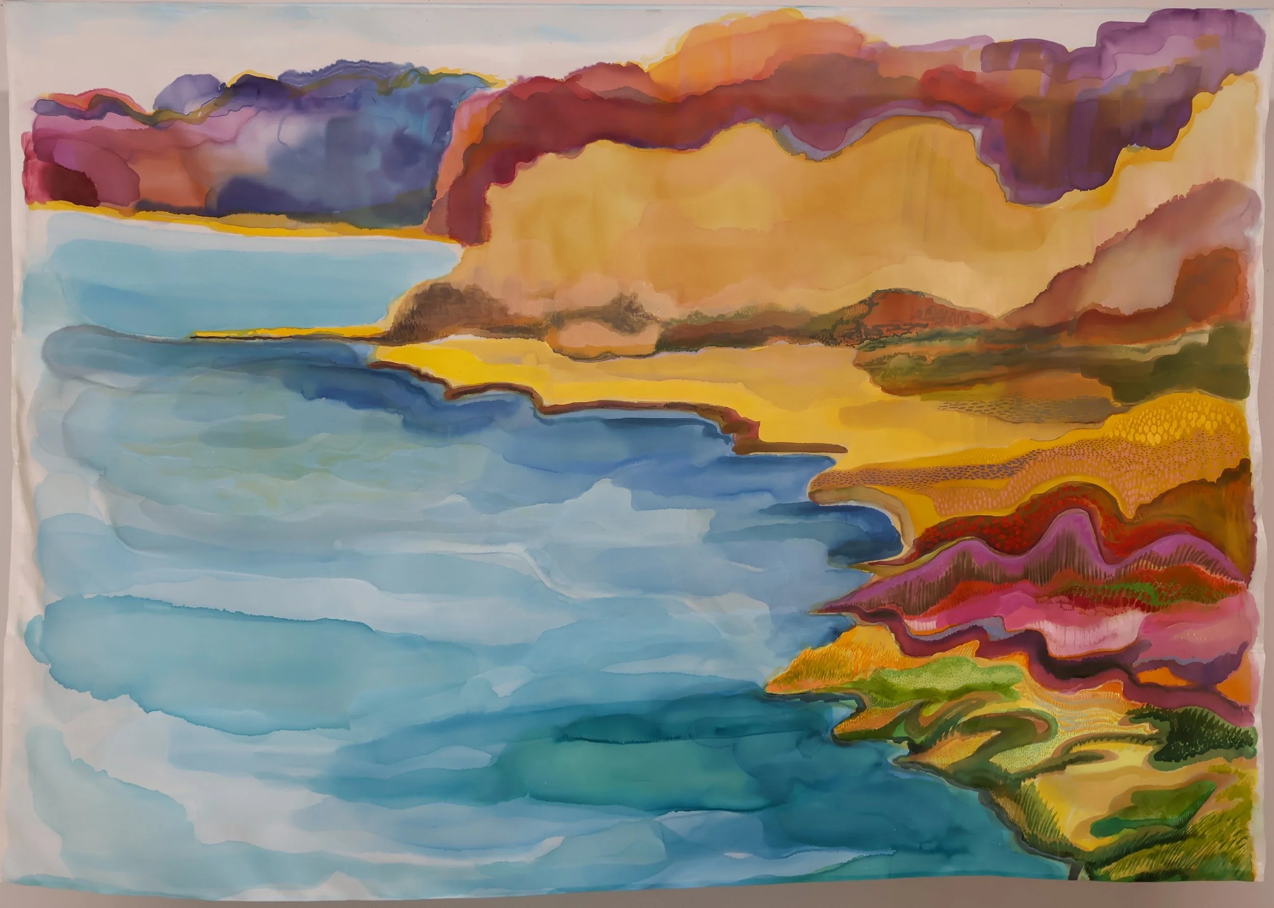 Kennebunk River, November Turning, 2026
Acrylic on silk.
40.5 x 59 inches