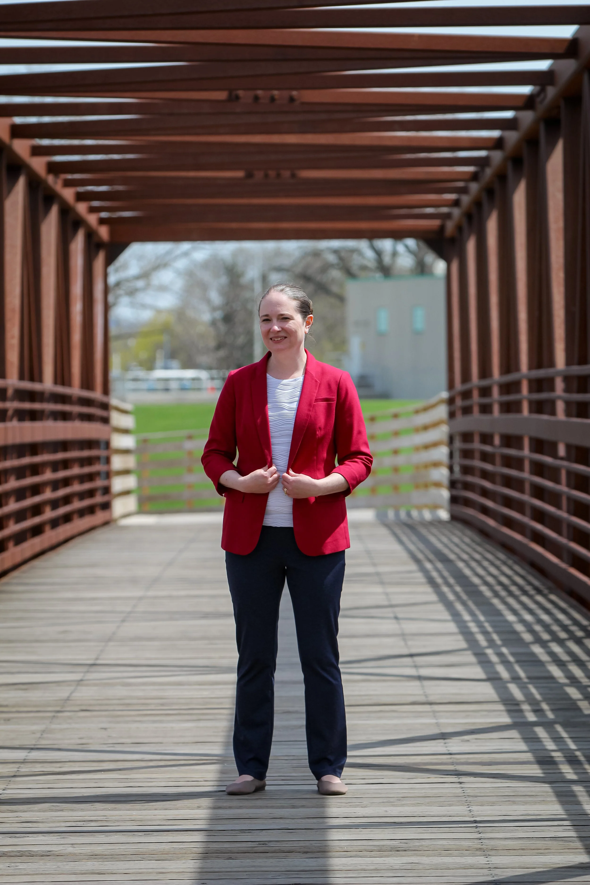 Tiffany Brault on Lakeside Park bridge
