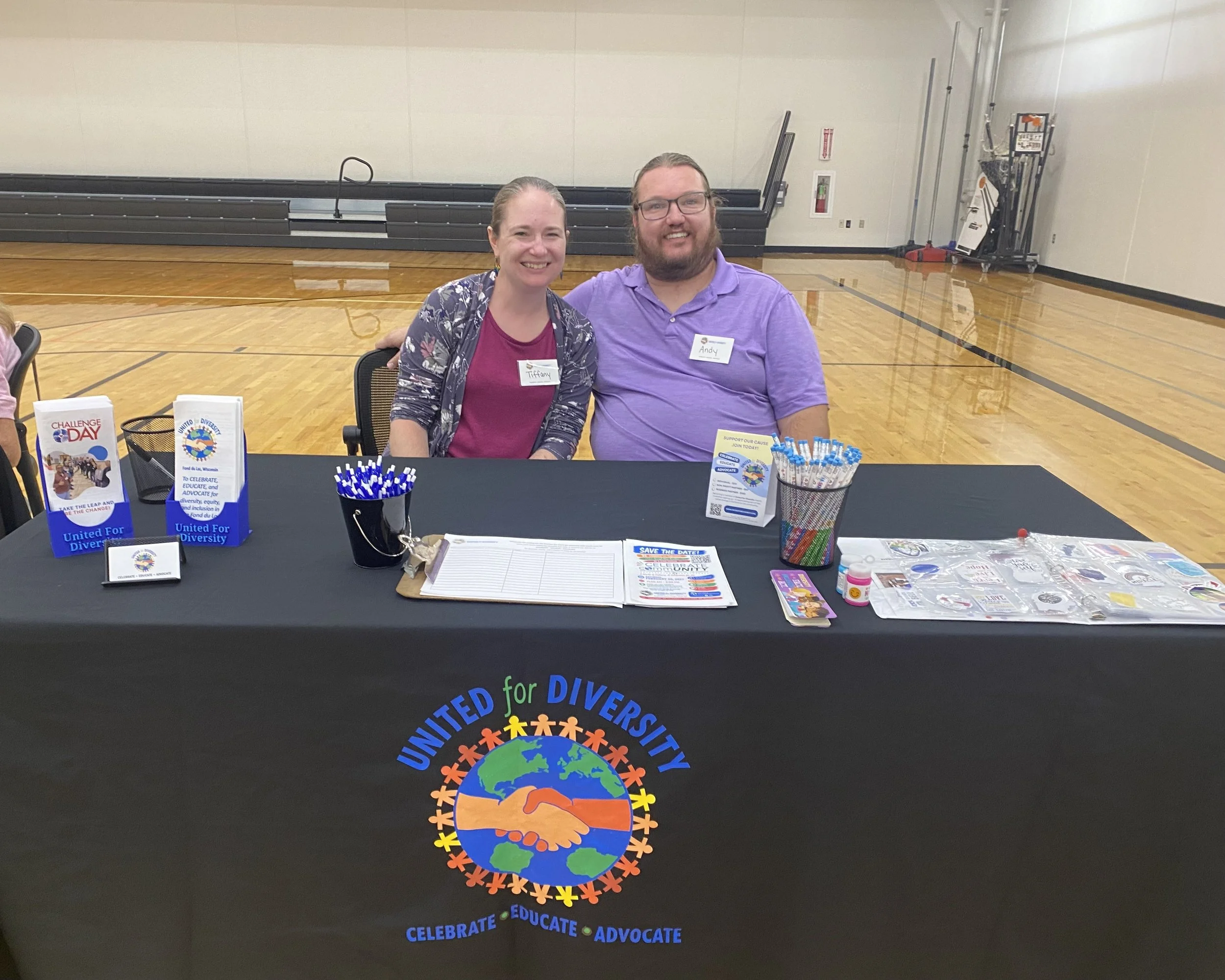 Tiffany Brault with her husband Andy tabling for United for Diversity in North Fond du Lac
