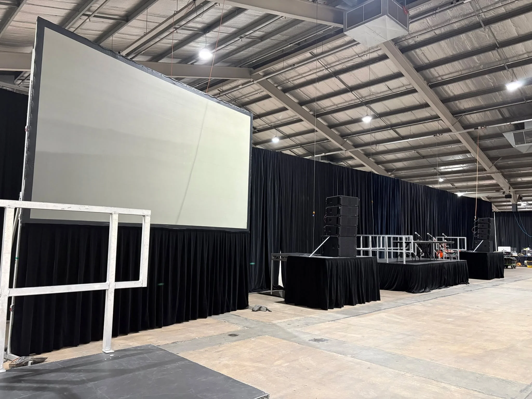 Great weekend at the bi-annual roller derby tournament 🛼&ndash; fast, loud, and a solid crowd. 
We supplied 70m of drape, two rear projection screens and projectors, staging, and an audio system to keep it all running smoothly.
Shaun on sound for th