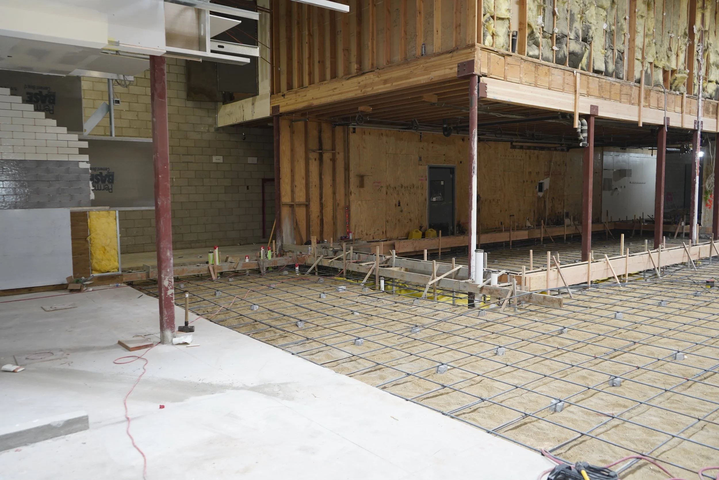 Concrete forming for the new steel stud wall