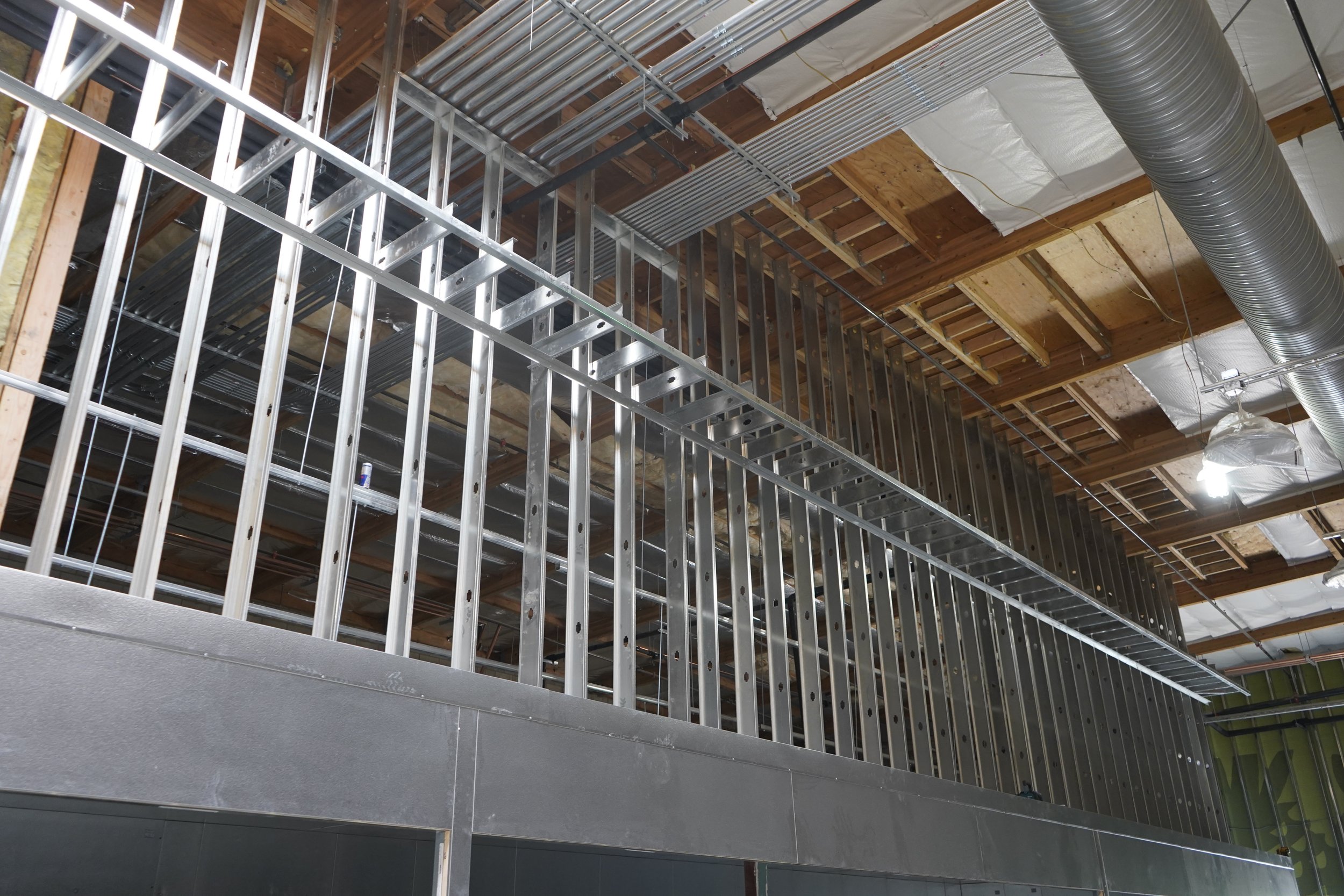 New steel stud partition wall