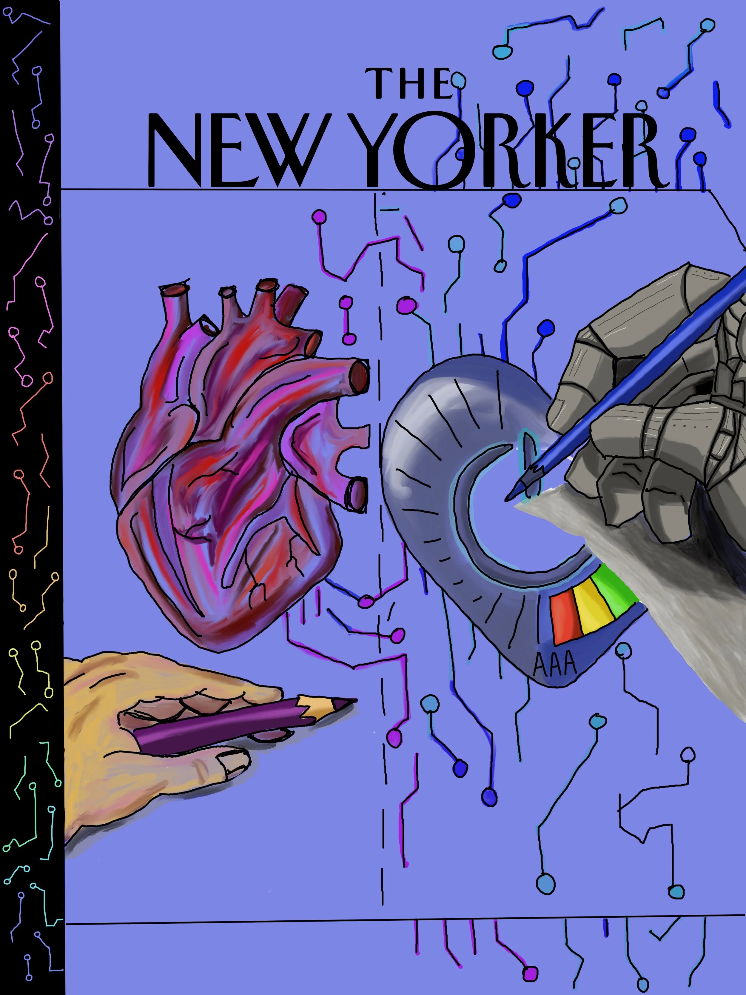 Editorial Illustration: The New York Post- Ai vs. Humans | Digital Painting | 9 in × 12 in