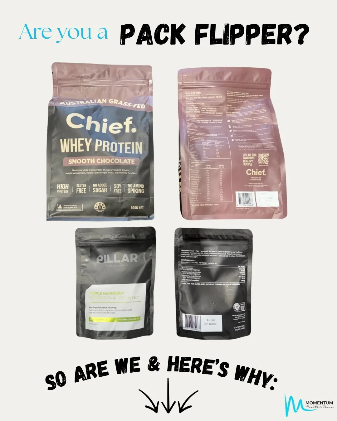 We&rsquo;re jumping on the trend from @chief.nutrition and shouting we are proud pack flippers. 👀

Why?
Because we genuinely care about what we put into our bodies &mdash; and what we recommend our patients put into theirs.

If we want to deliver op