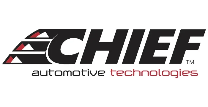 Logo with stylized car profile and the words 'CHIEF automotive technologies' in black and red text.