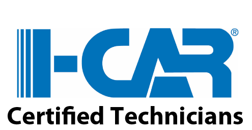 I-CAR Certified Technicians logo with blue and black text