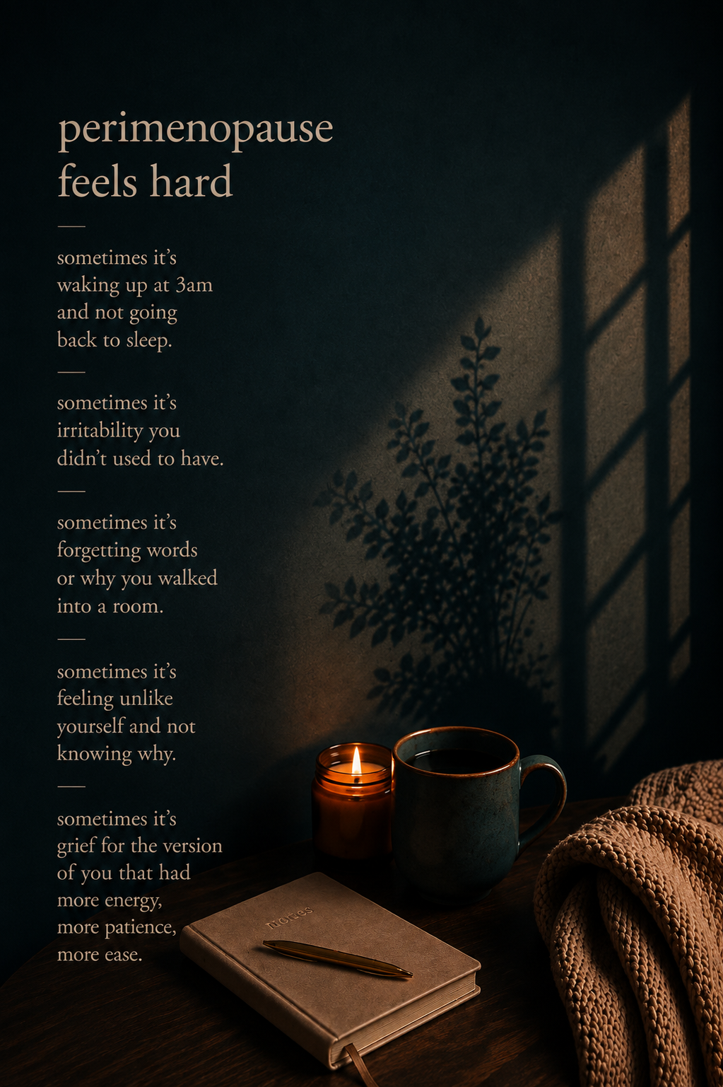 Picture of a list of Perimenopause symptoms