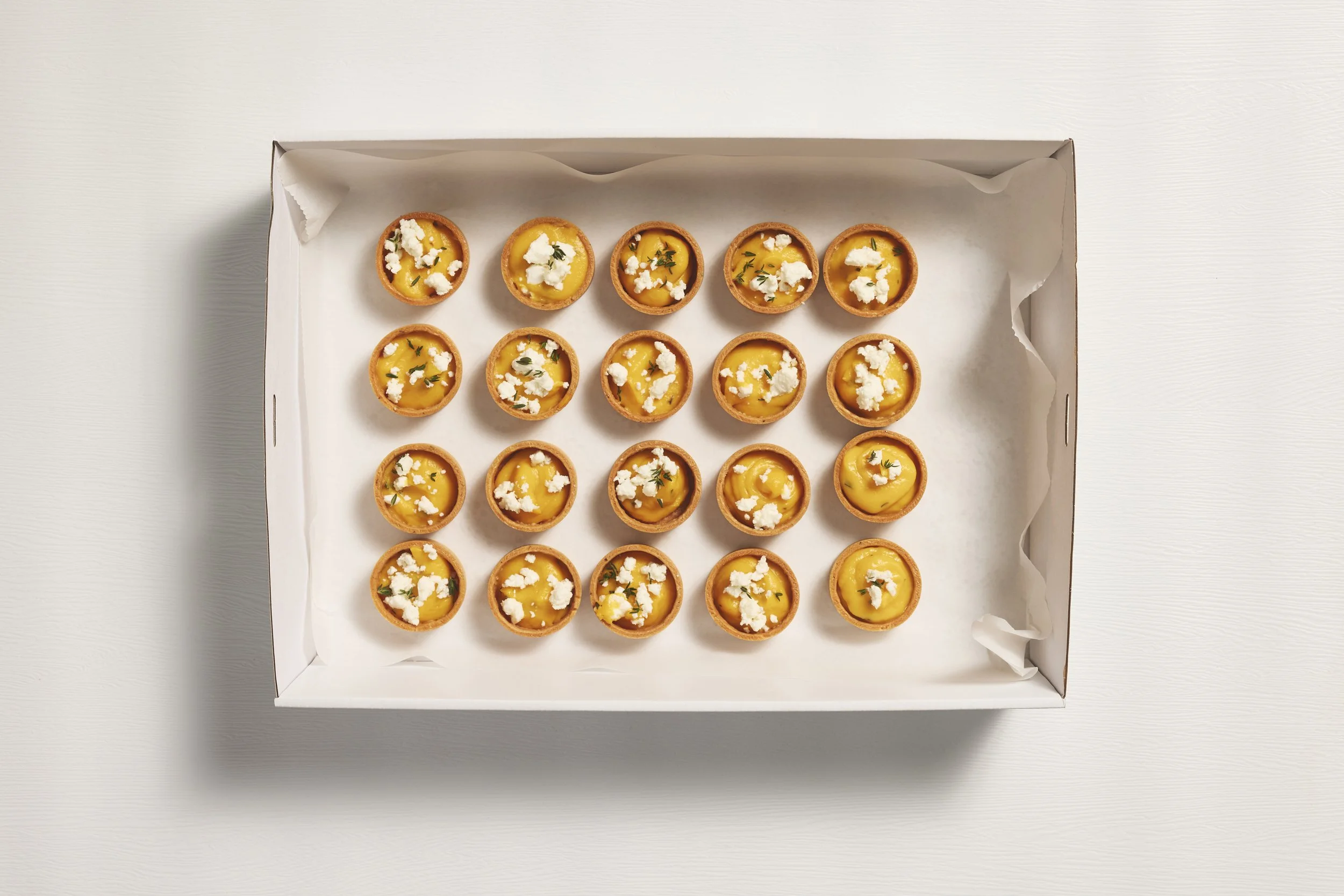 Canapé - Roasted Pumpkin , Thyme & Goats Cheese Tarts (20)