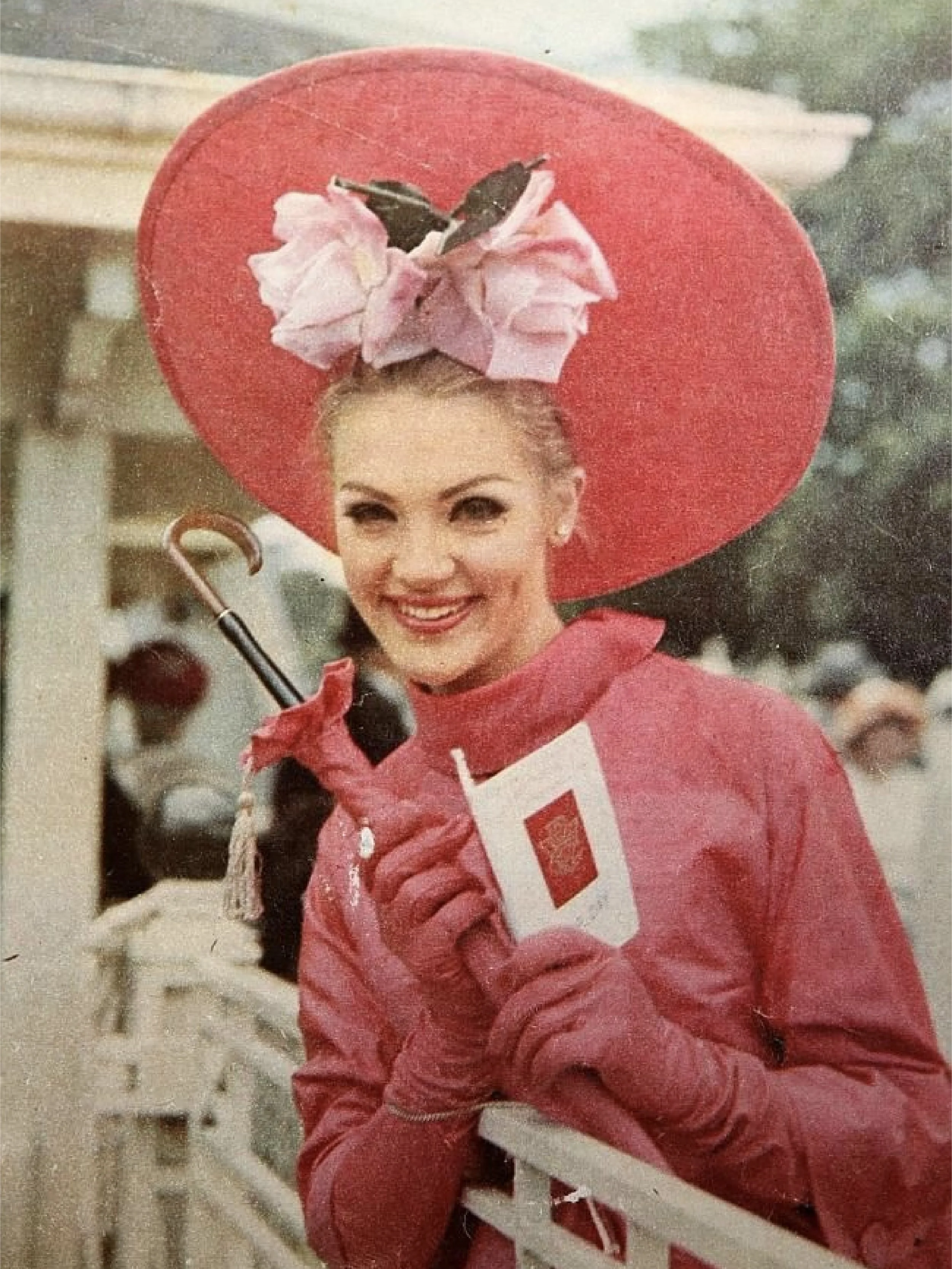 melbourne cup hat and clothing, beautiful flowers and woman