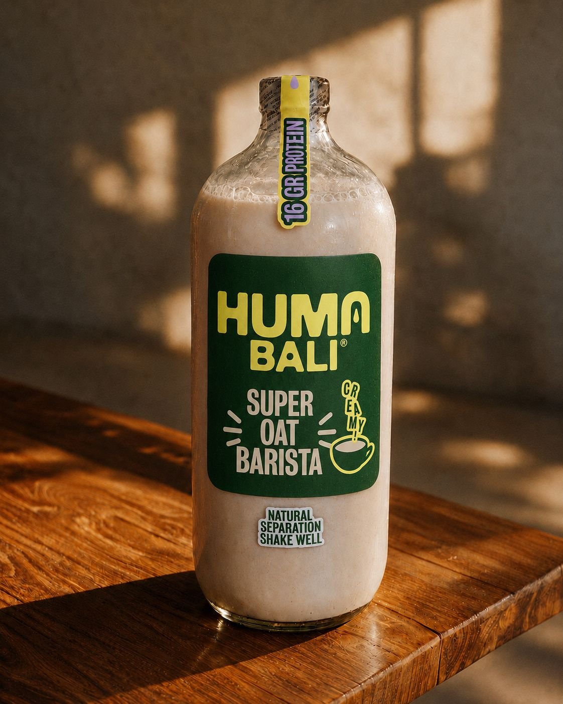 HUMA BALI Super Oat Barista vegan plant-based milk bottle in Bali
