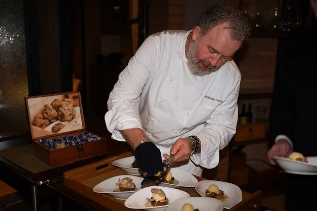 Gourmet Italian desserts being plated fresh by the chef at Giando.