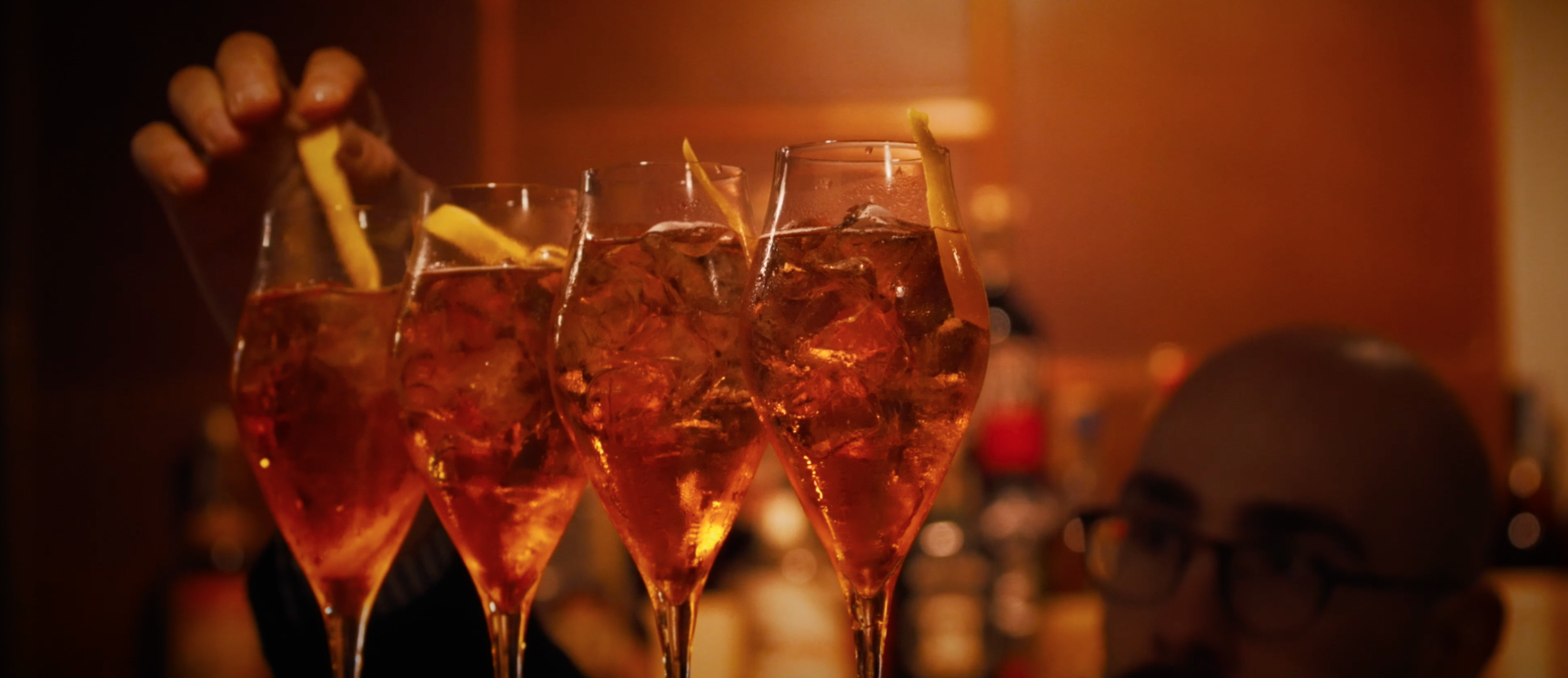 Craft Italian cocktails served at the Giando bar counter.