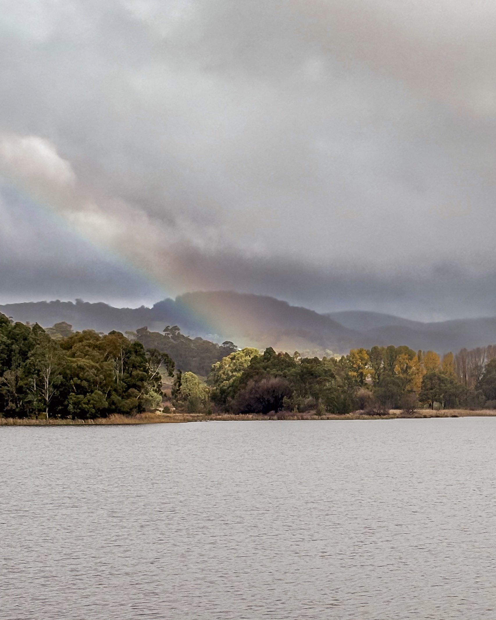 Rainbow over Mount Canobolas from the lake, Orange