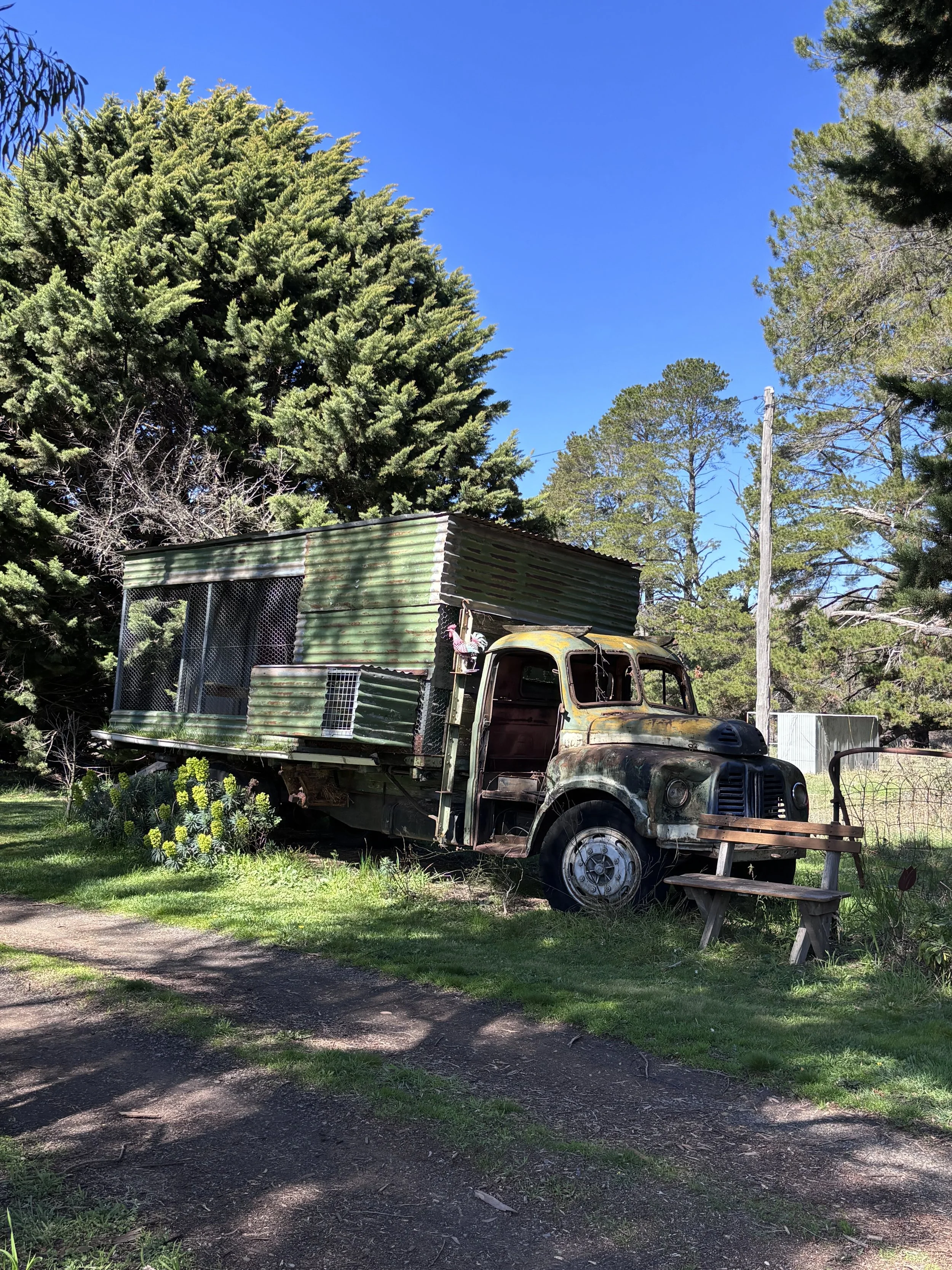 Old van at Rustic Nature Cafe, Neville