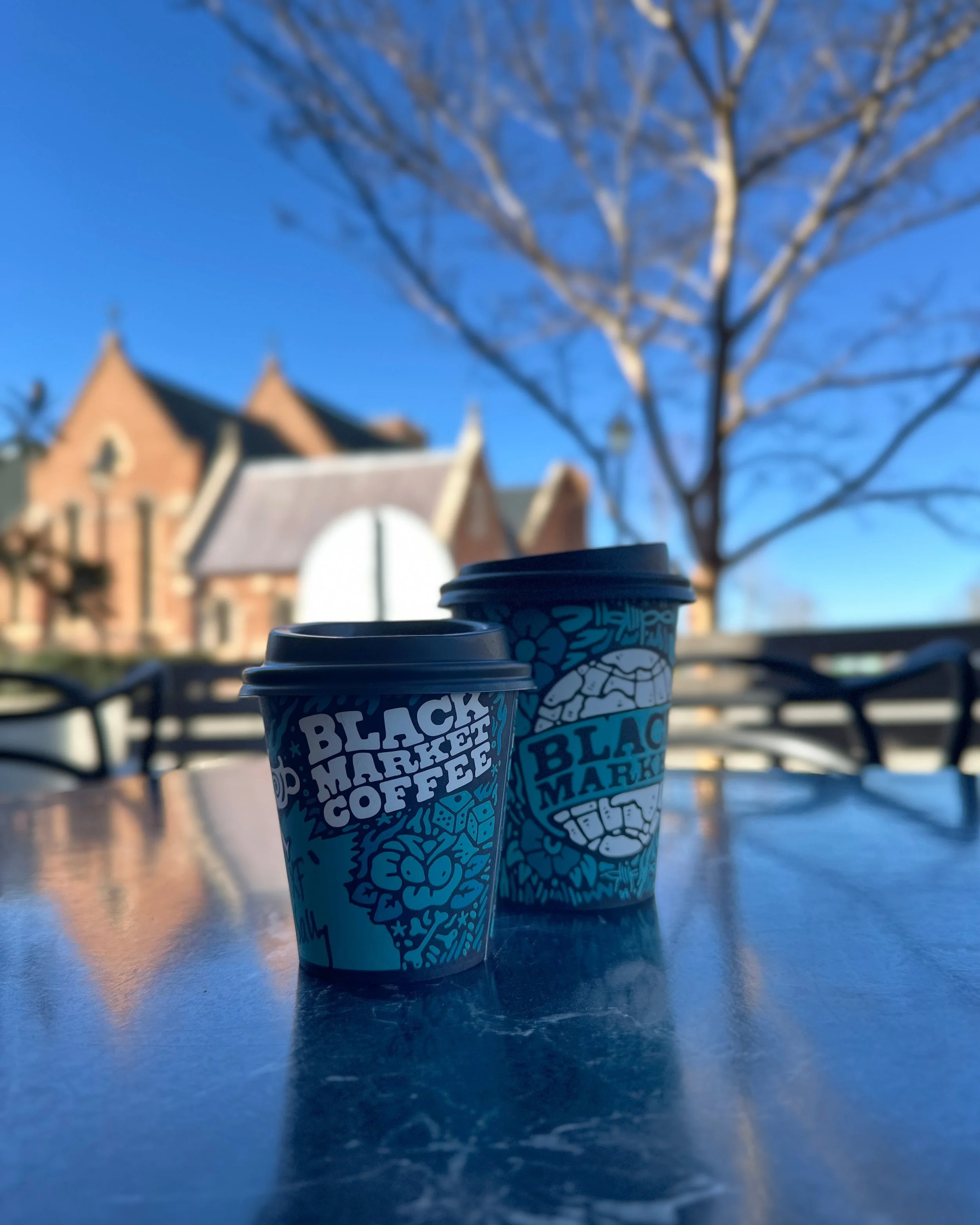 Takeaway coffees at Cafe VIVA, Bathurst