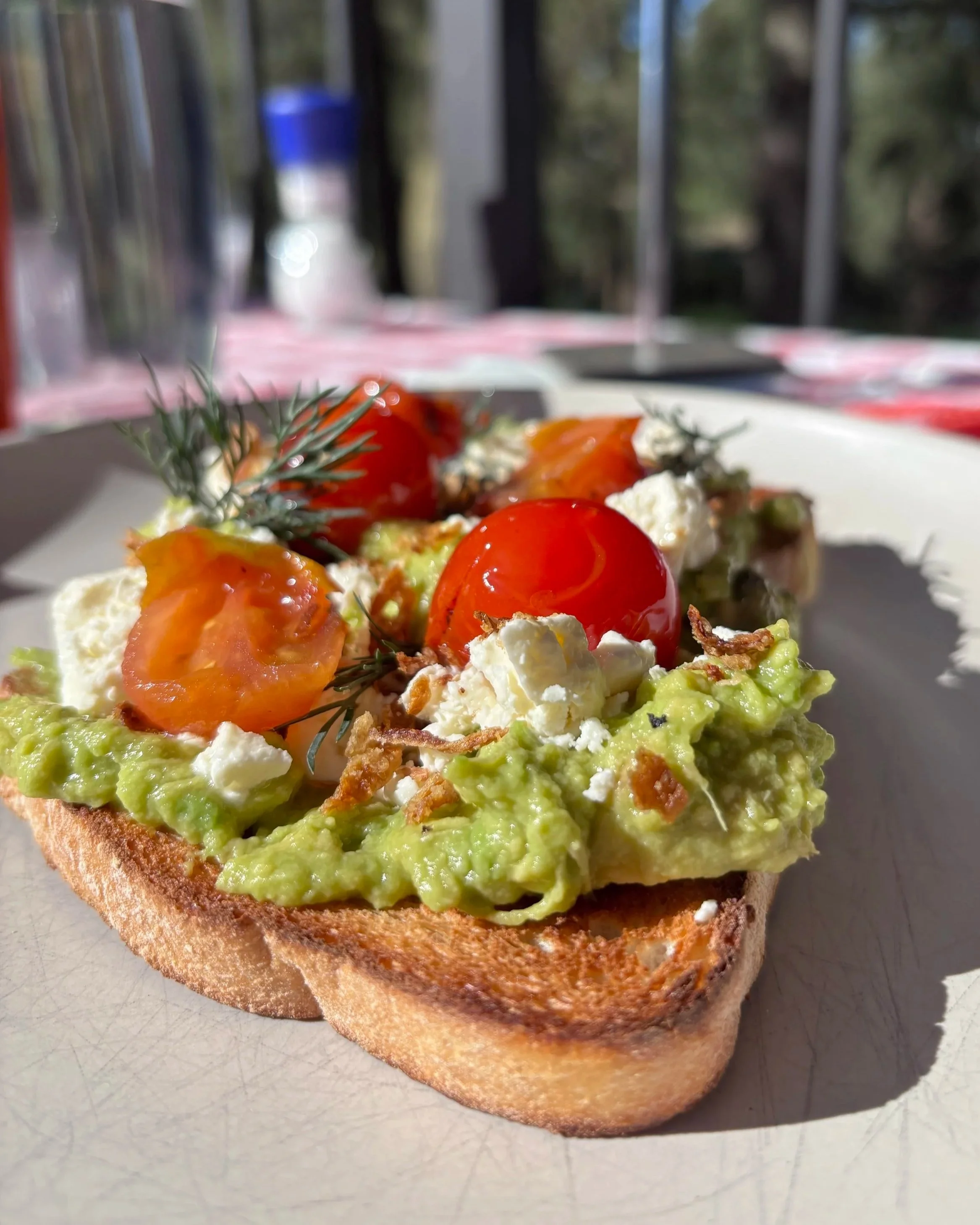 Avocado, feta and tomato on toast at River Cafe, Bathurst