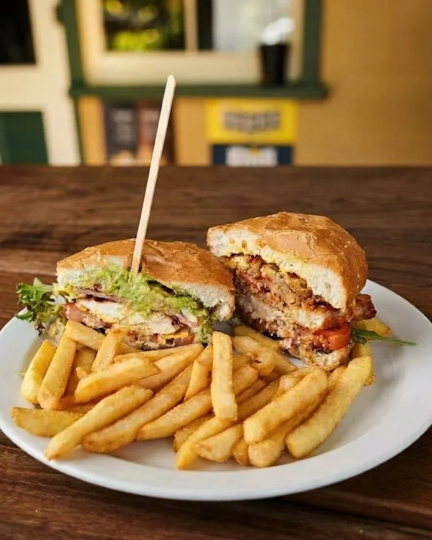 Burger and chips at the O'Connell Hotel, O'Connell