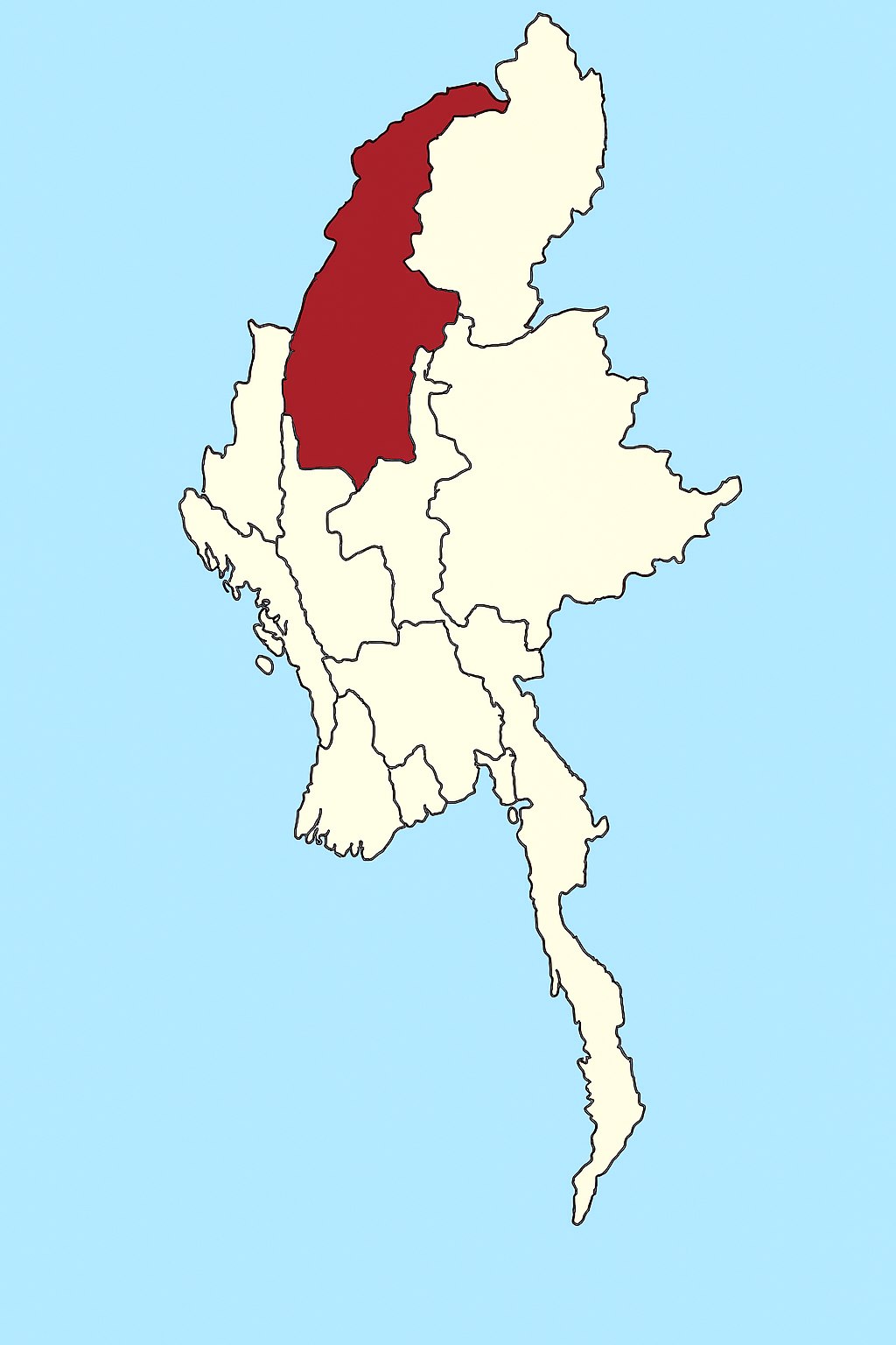 Map of Thailand with the northern region highlighted in red.