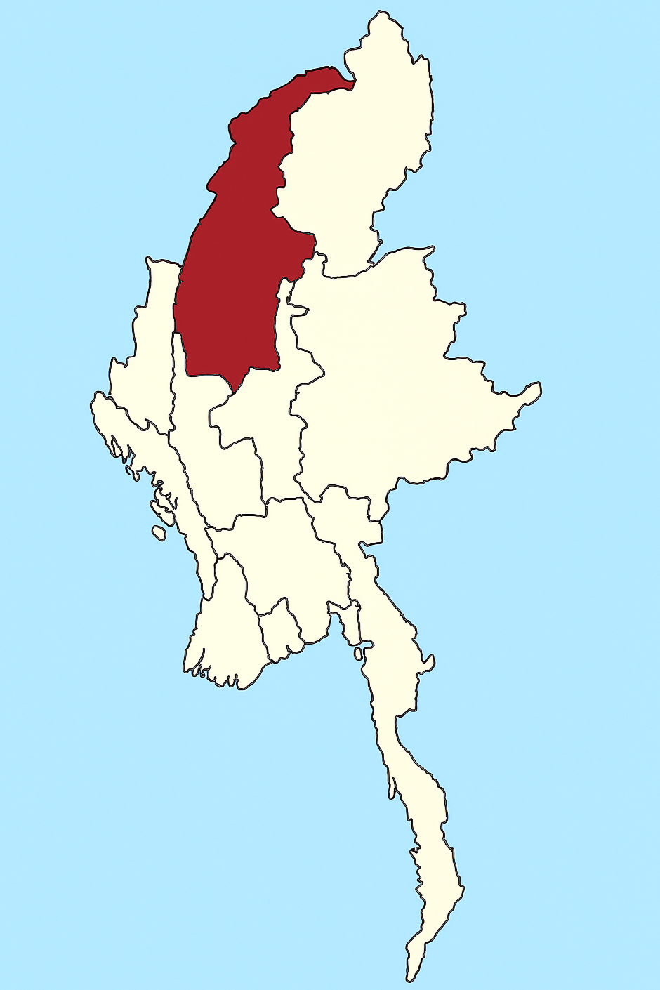 Map of Thailand with the northern region highlighted in red.