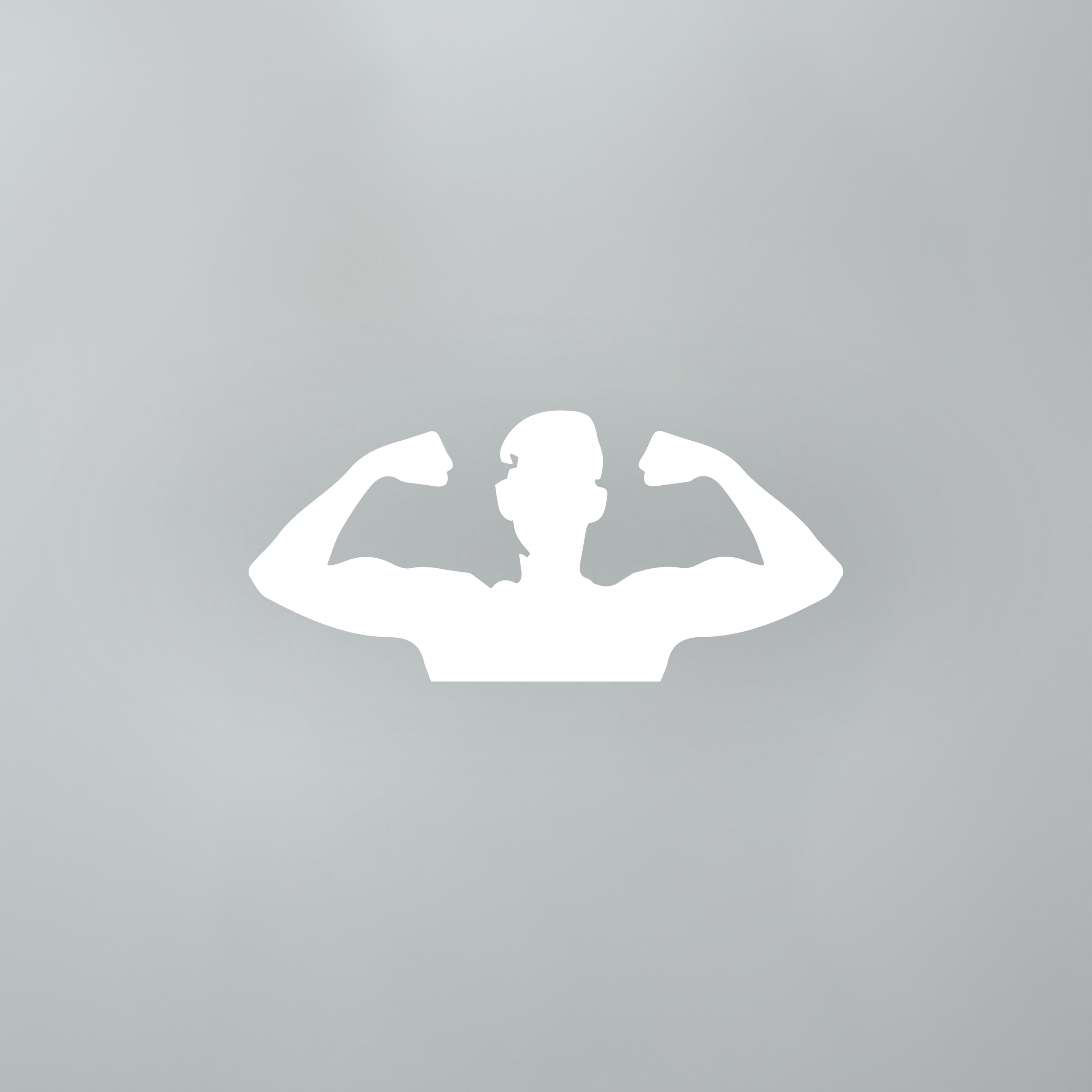 Silhouette van een persoon met opgespannen spieren die biceps flexen.