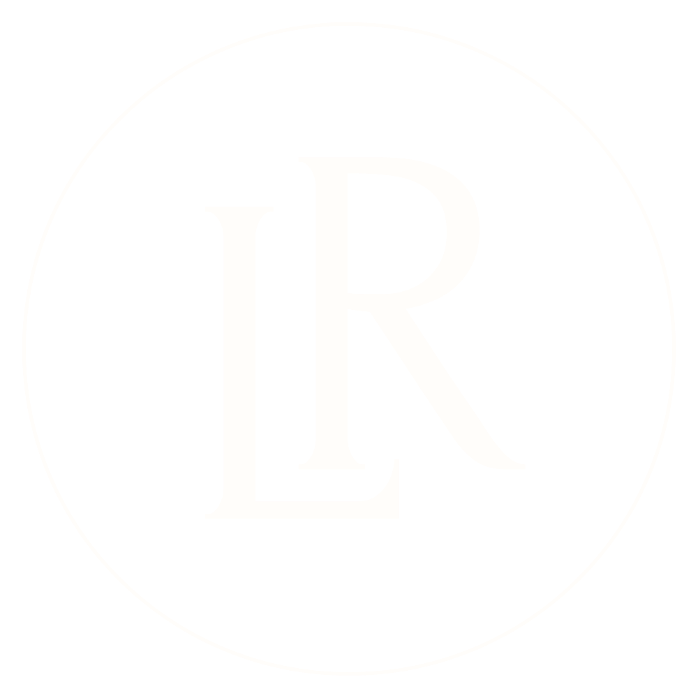 Louise Redding Counselling Therapy Practice Branding Icon - An L and R in a circle