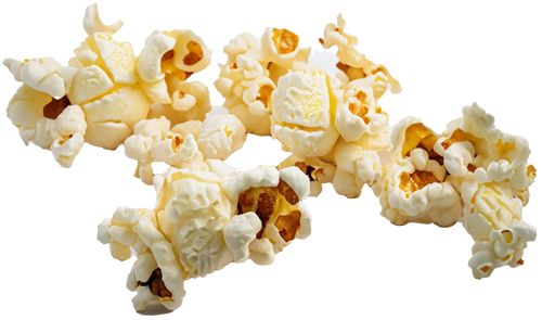 Several pieces of popcorn with some brown caramelized spots.