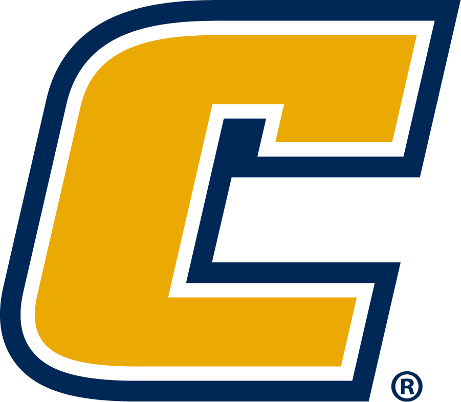 A stylized letter 'C' in gold with a navy blue outline on a black background.