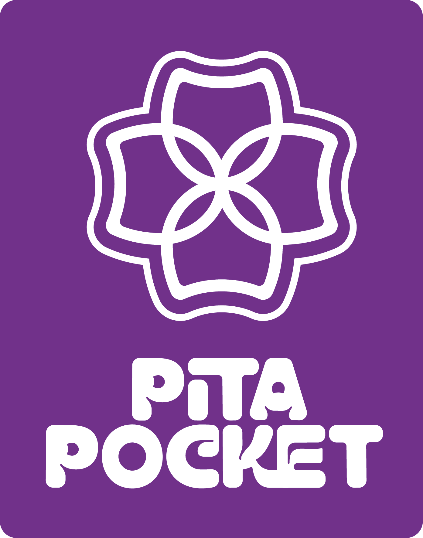 Logo mit einem weißen, stilisierten Fächer auf lila Hintergrund und dem Schriftzug ‚Pata Pocket‘ darüber.