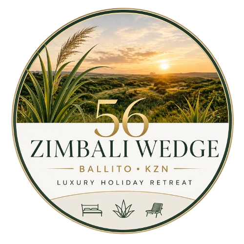 Sunset over a lush green landscape with tall grasses, promoting Zimbali Wedge, a luxury holiday retreat in Ballito, KZN.