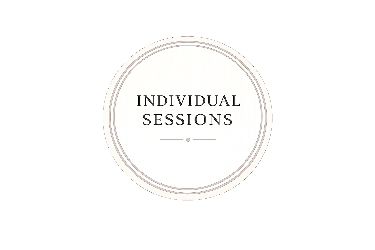 A circular sign with the text 'Individual Sessions' in the center, set against a black background.