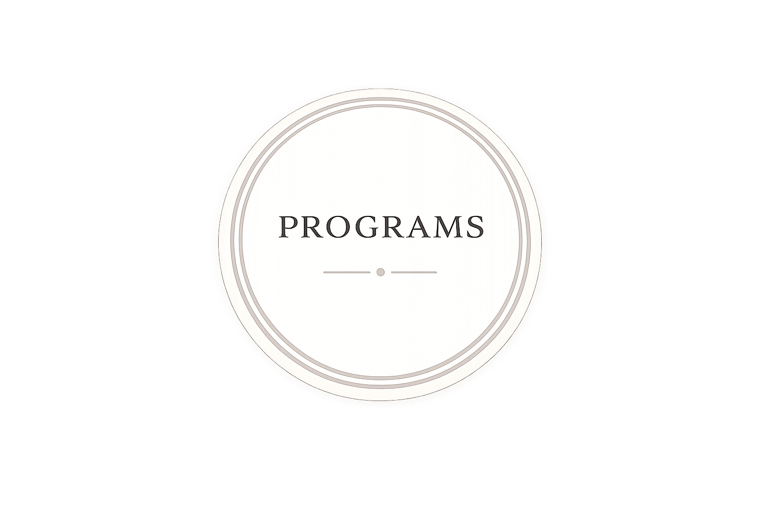 Design with a white circular badge in the center containing the word 'PROGRAMS' in black capital letters, surrounded by colorful, abstract background with gradients of purple, green, blue, and yellow.