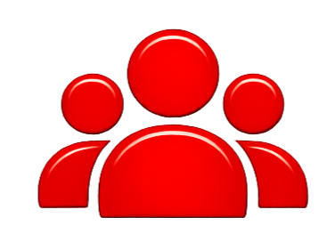 A group of stylized red human silhouettes representing a community or team.