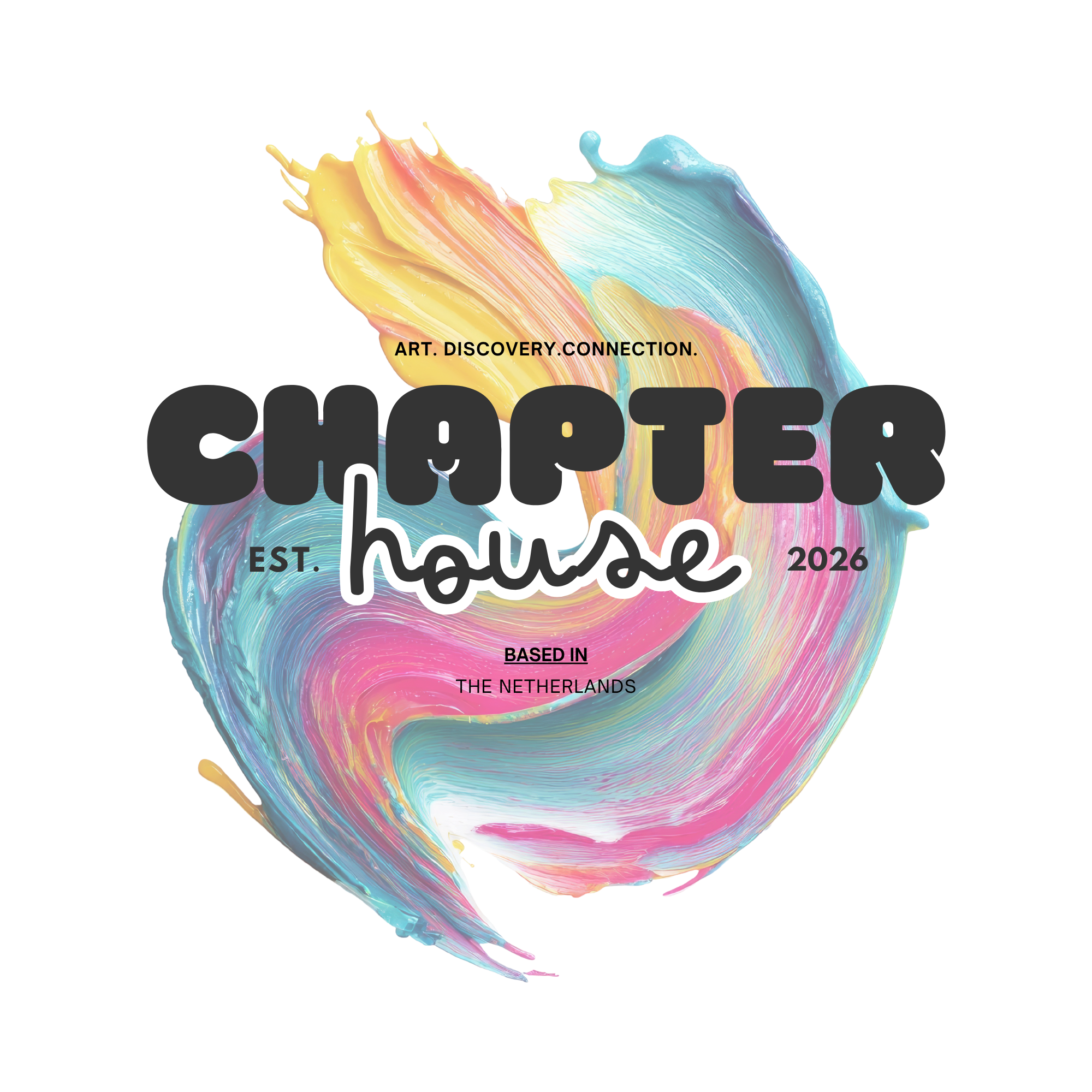 Chapter House logo featuring colorful paint swoop. art. discovery. connection