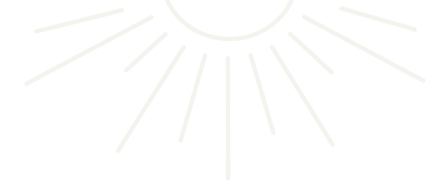 Minimalist sunburst icon with radiating white lines on a dark background, symbolizing hope, clarity, healing, and personal growth.