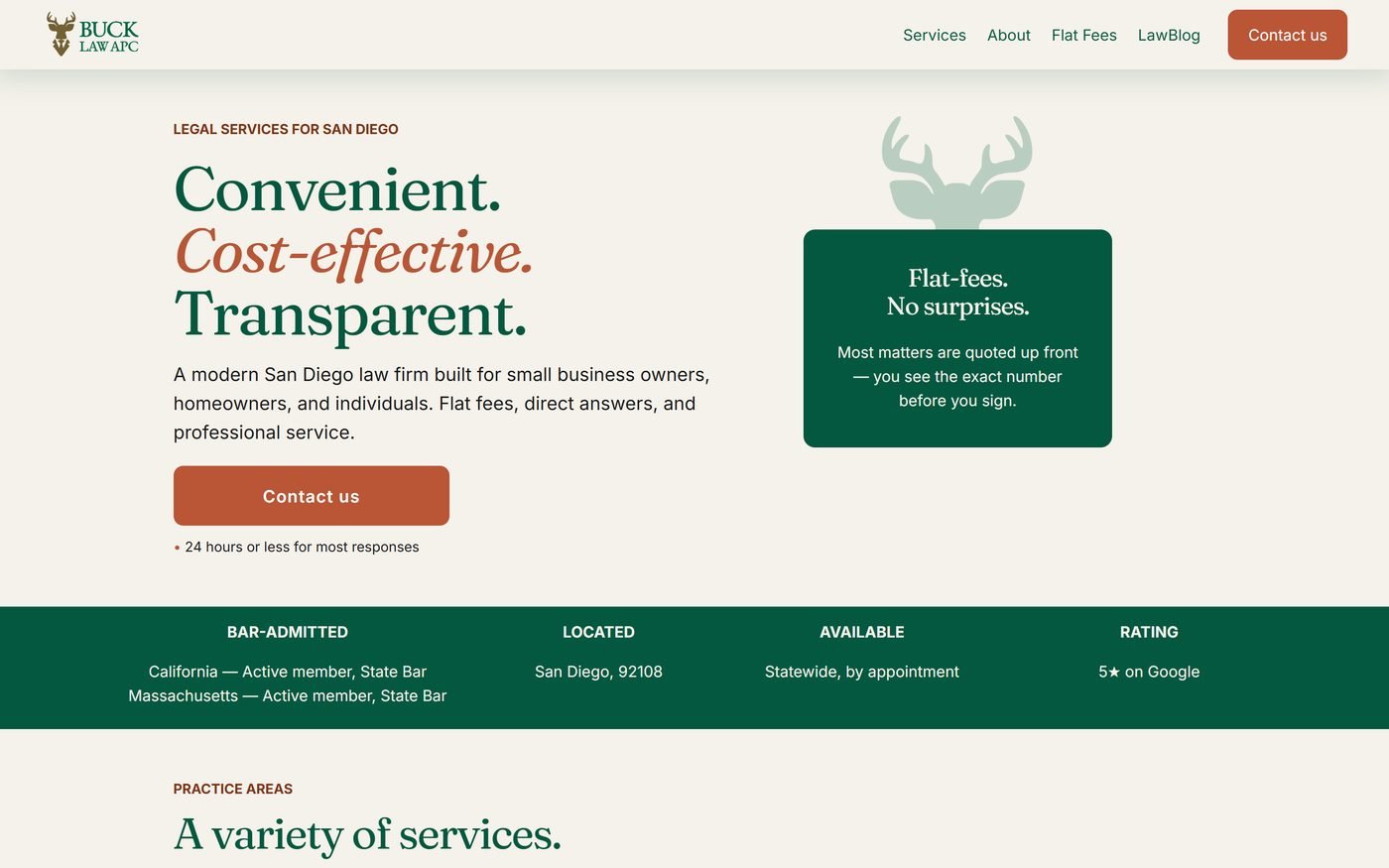 The Law Buck, a law firm website by Delight Sites, desktop view