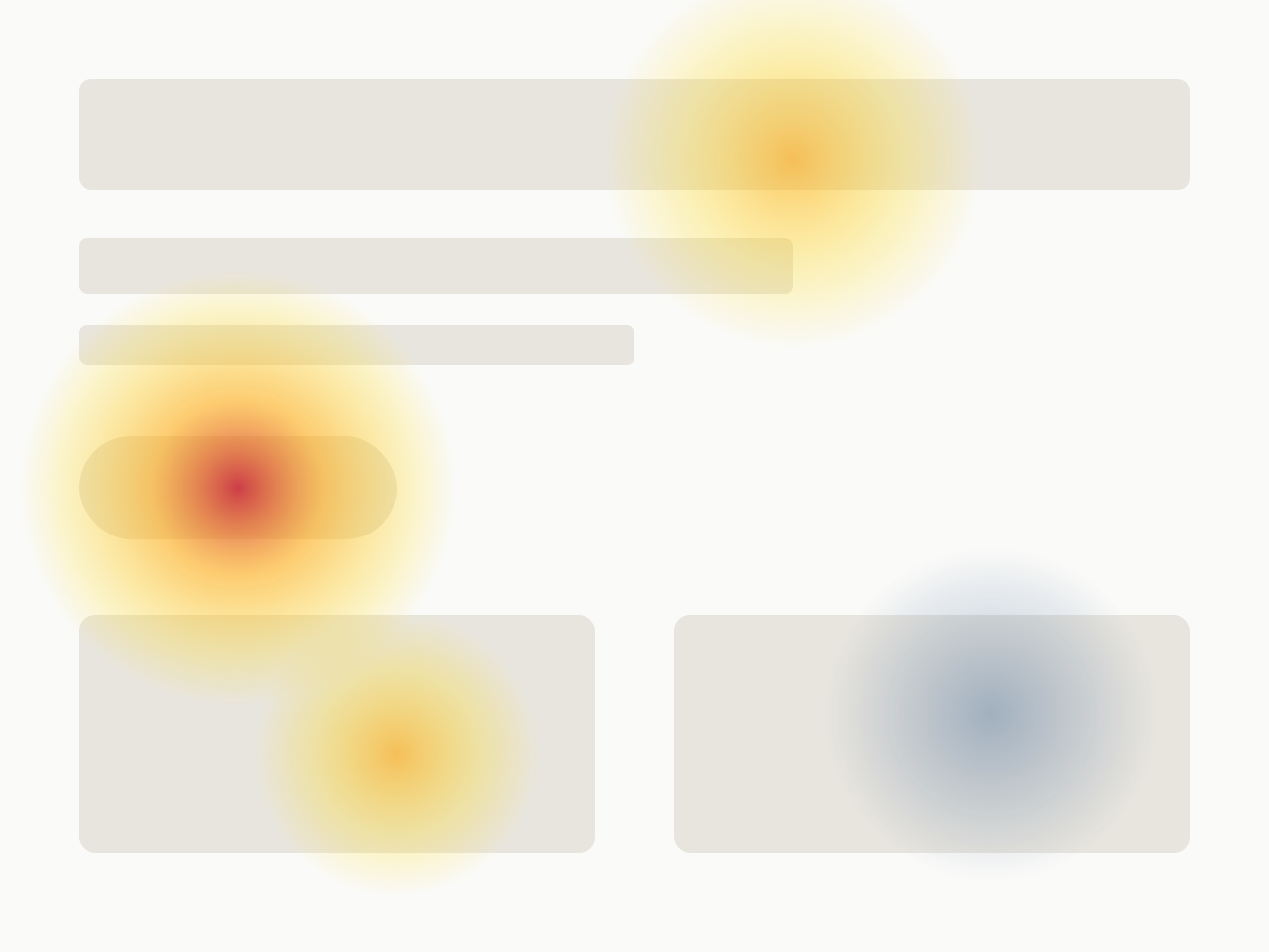 Sample website heatmap showing where visitors click and scroll on a page, with hot zones in red.