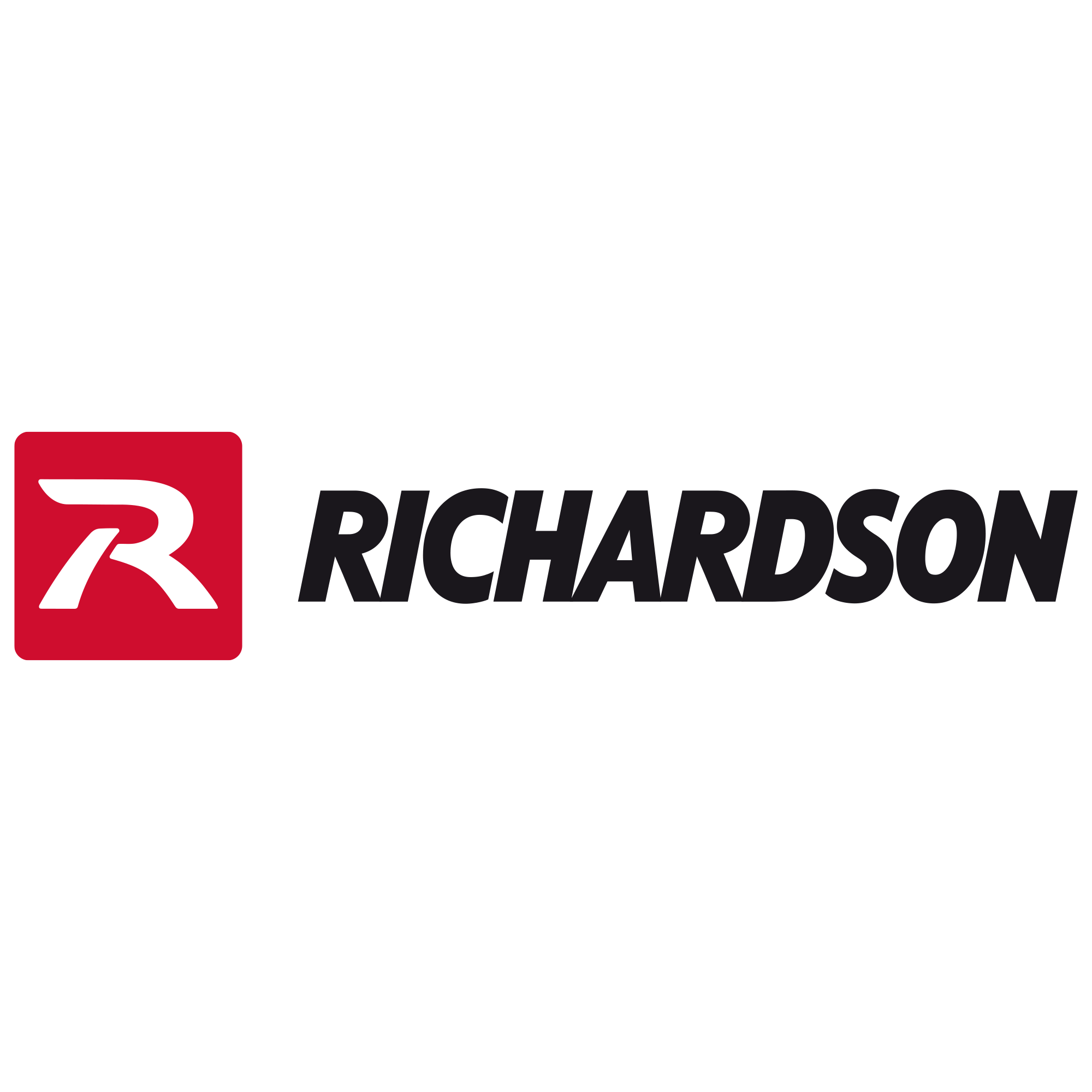 Official Richardson logo featuring a red square emblem with a stylized white "R" on the left next to the word "RICHARDSON" in a bold, italicized black font, isolated on a white background.