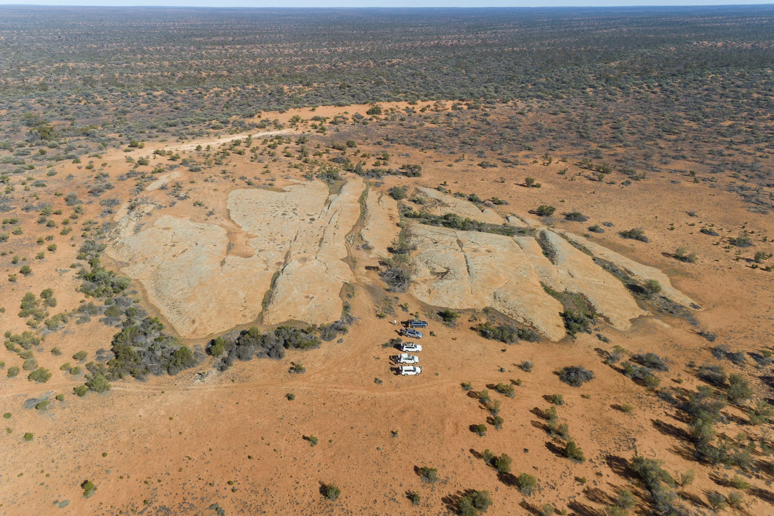 Aerial view of red outback terrain