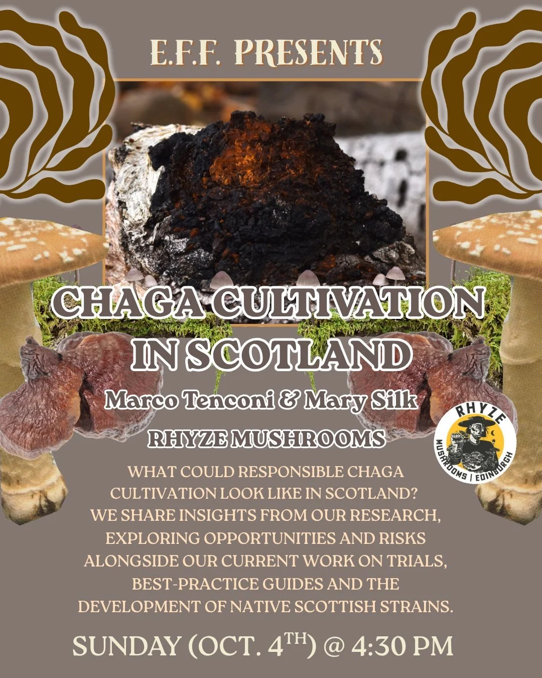 🔥EFF presents our next activity spotlight, hear from Marco Tenconi and Mary Silk at @rhyze.mushrooms as they share insights from their latest research exploring the potential for Chaga cultivation in Scotland 🌲

From opportunities for small woodlan