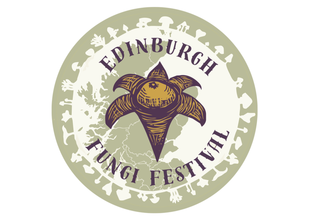 Edinburgh Fungi Festival logo: earthstar, Scottish funga, Scotland