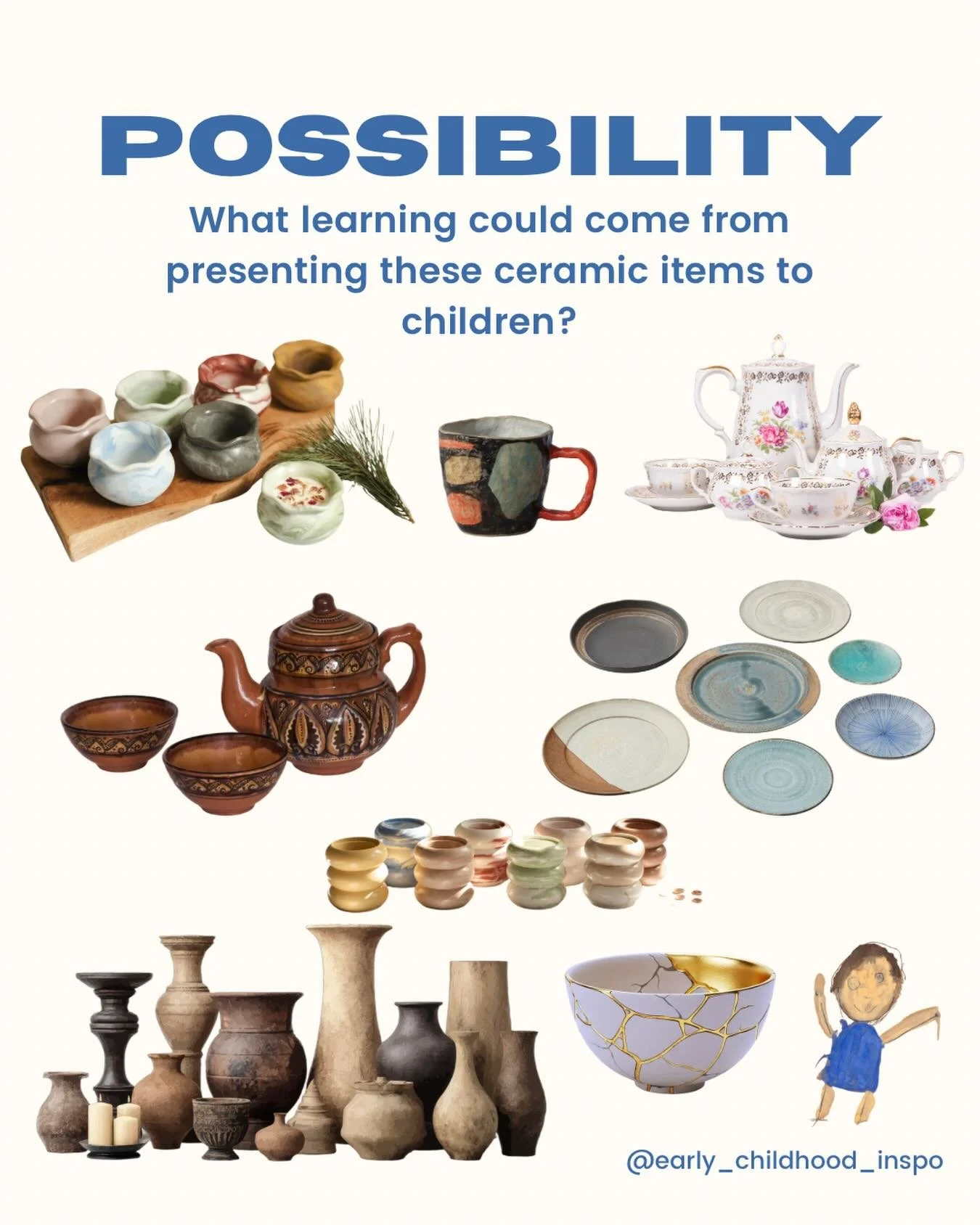 Ceramics have a rich history in cultures across the world. They have a range of properties which can stimulate learning.

How do you use these items in your program?

#ecec #earlychildhood #earlyyears #earlylearning