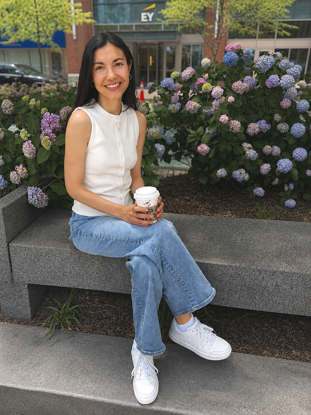 Registered dietitian specializing in eating disorders Alexa Nichols sitting outside her nutrition practice