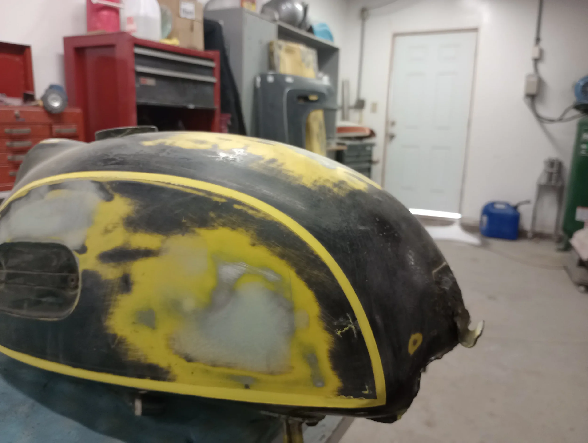 black Yamaha gas tank restoration before.webp