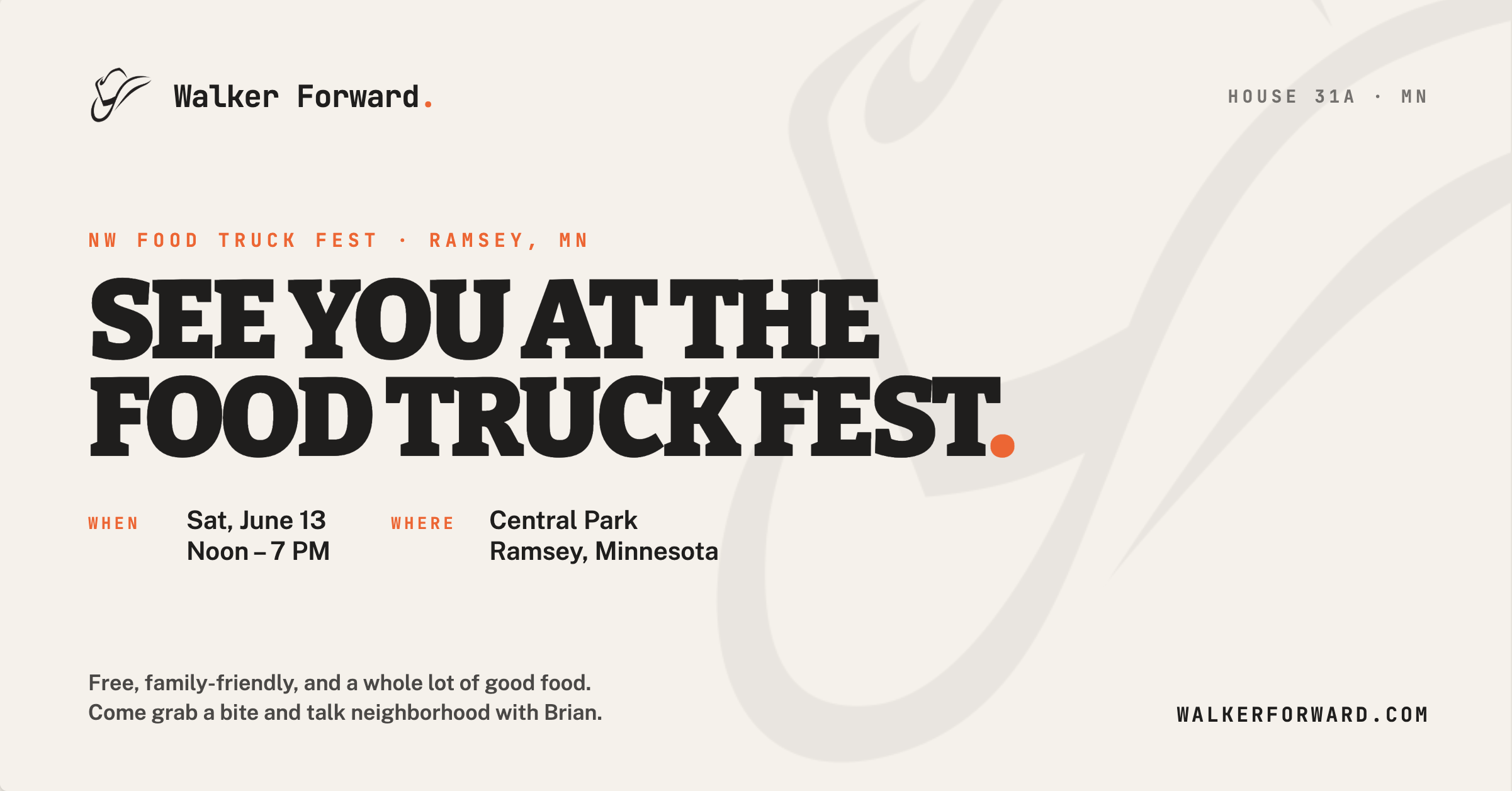 A graphic about the NW Food Truck Fest in Ramsey MN on June 13 in Central Park