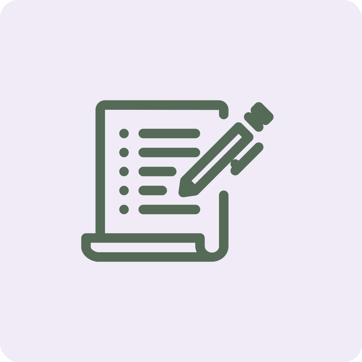 Icon of a checklist or document with a pen.