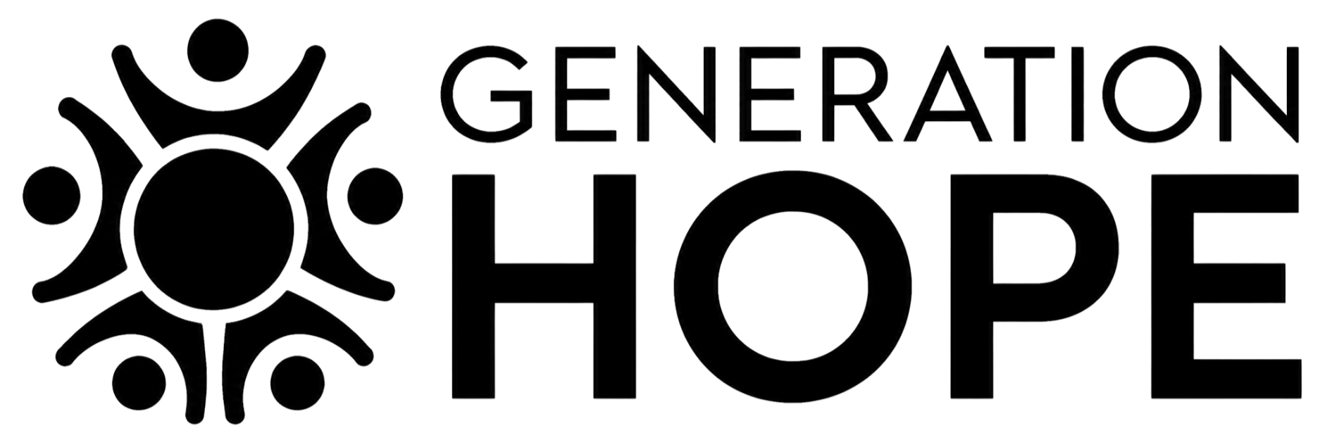 Logo with a stylized sun and the words "Generation Hope" in black text.